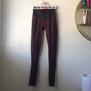 Maroon full length lululemon leggings